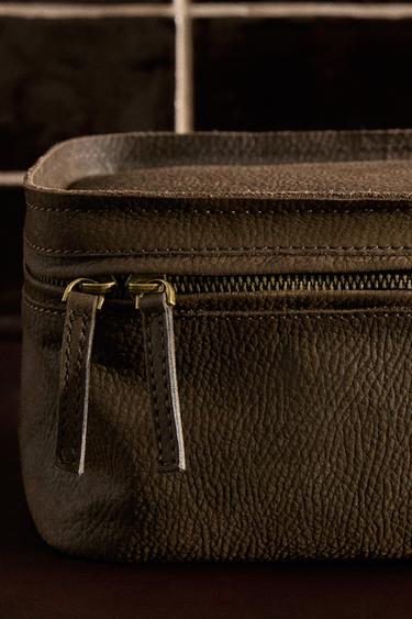 FADED LEATHER WASH BAG - Brown by Zara - Image 1