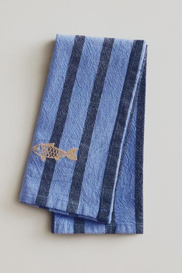 PACK OF STRIPED DYED THREAD NAPKINS (PACK OF 2) - Blue by Zara