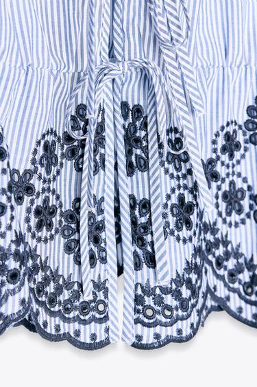 TOP RAYÉ BRODÉ - Bleu / Indigo de Zara - Image 6