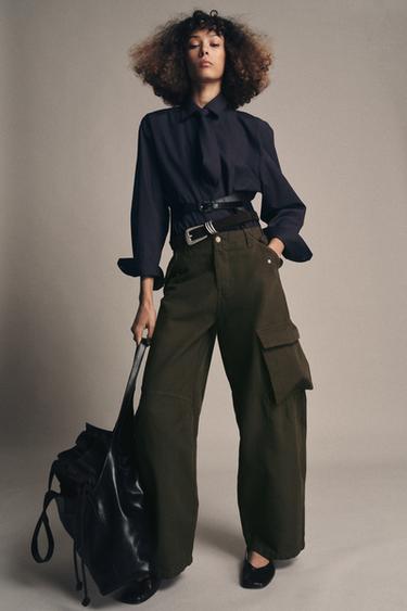 Zara ZW COLLECTION CARGO PANTS - Khaki