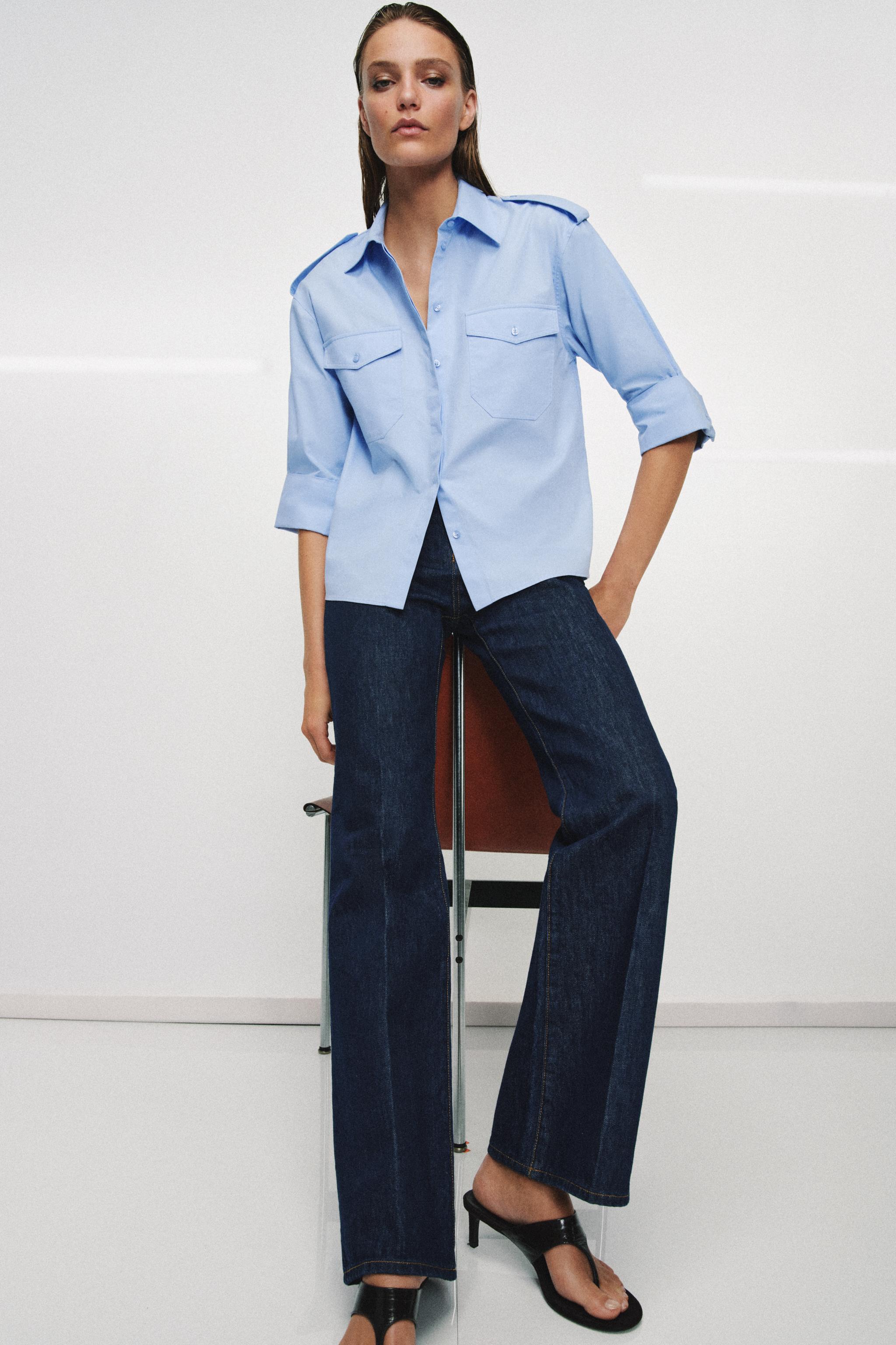 POPLIN SHIRT WITH POCKETS ZW COLLECTION