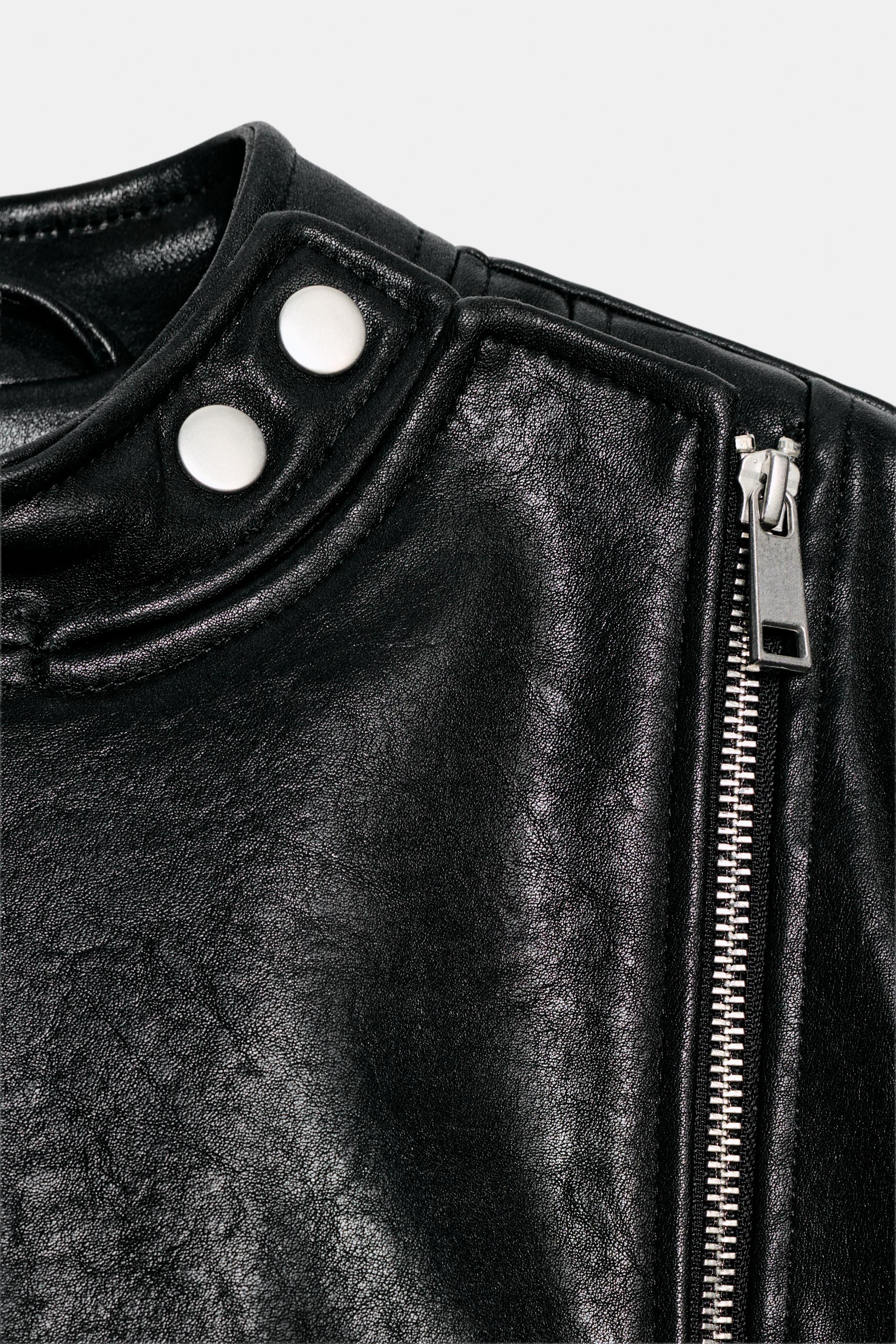 FAUX LEATHER BELTED BIKER JACKET