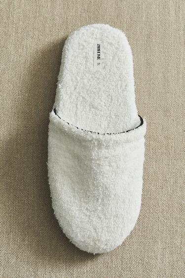 TERRY BATHROOM SLIPPERS WITH TRIM - White by Zara - Image 5