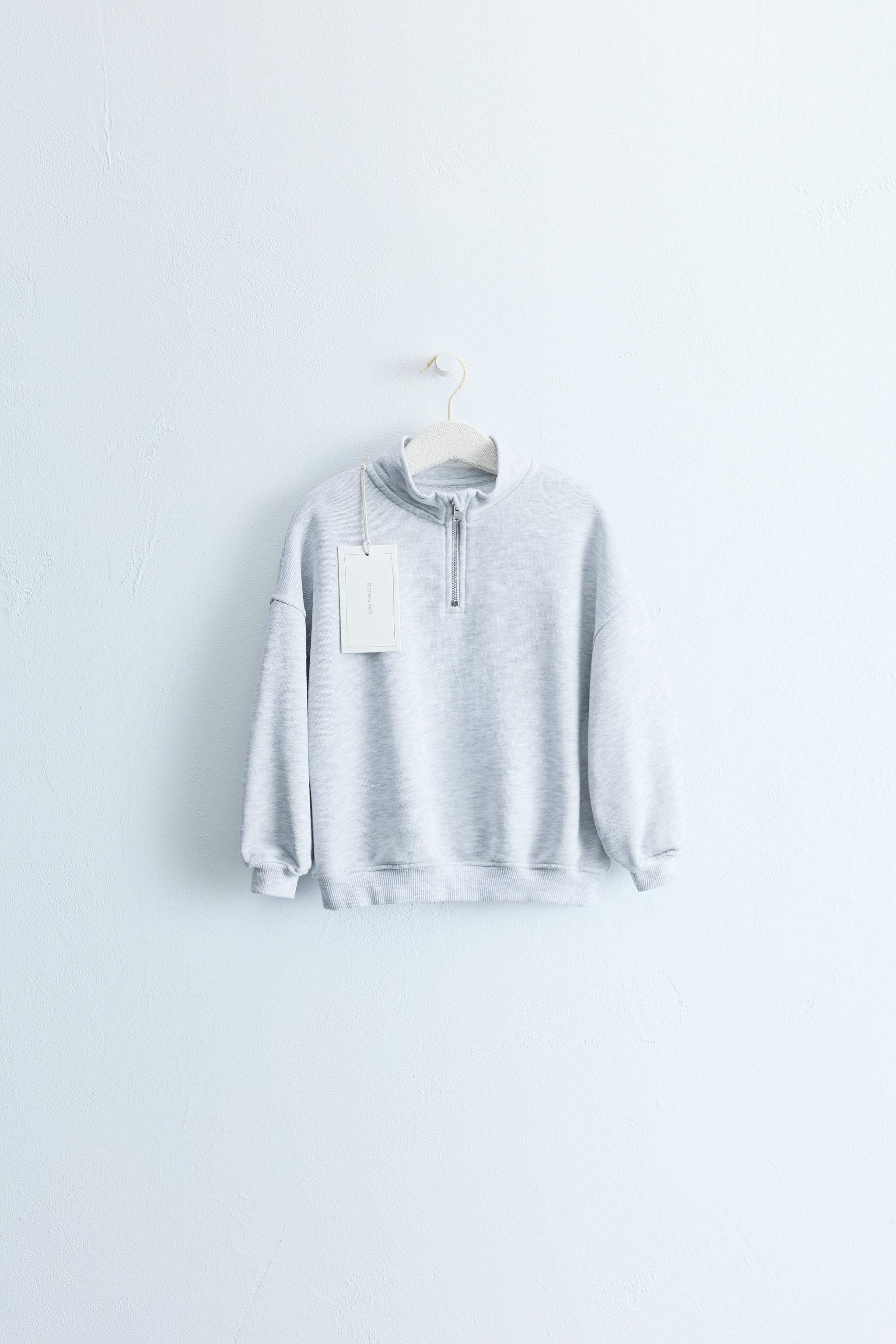 ZARA TIMELESS - PLAIN ZIP SWEATSHIRT — Gray marl