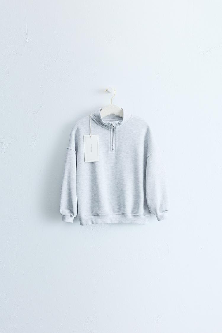 ZARA TIMELESS - PLAIN ZIP SWEATSHIRT — Gray marl