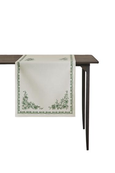 PRINTED SATEEN TABLE RUNNER - Greenish by Zara