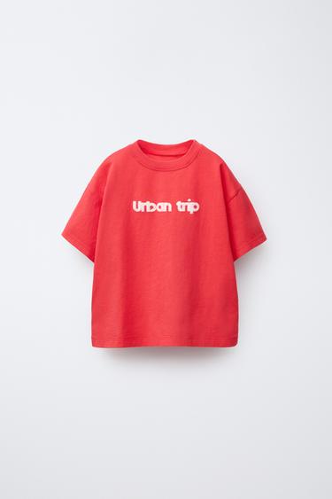 Zara TEXT PRINT T-SHIRT - Light red