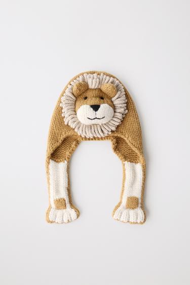 LIMITED EDITION WOOL LION BEANIE - Brown by Zara - Image 5