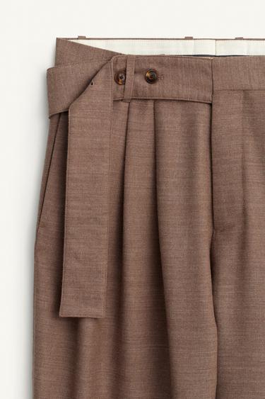 PANTALON WIDE FIT CEINTURE ÉDITION LIMITÉE - Marron / Taupe de Zara - Image 8