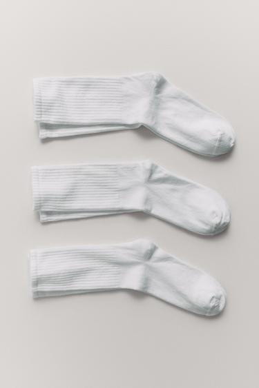 Zara THREE-PACK OF SPORTY LONG SOCKS - White