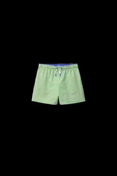 Zara 6-14 YEARS/ SEERSUCKER SWIM SHORTS - Green - Image 0