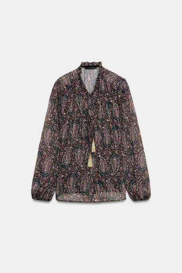 PRINTED SEMI-SHEER BLOUSE - Multicoloured by Zara - Image 6