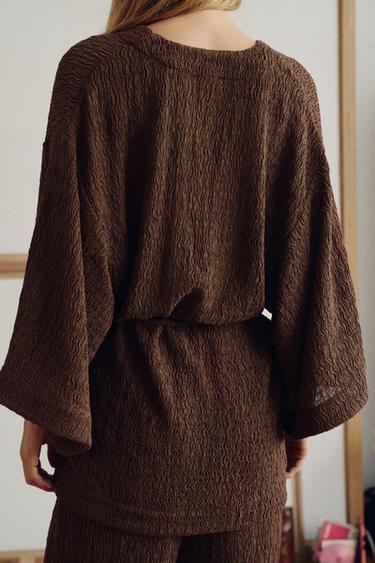 ENSEMBLE VESTE, CEINTURE ET PANTALON EFFET FROISSÉ - VERT de Zara - Image 2