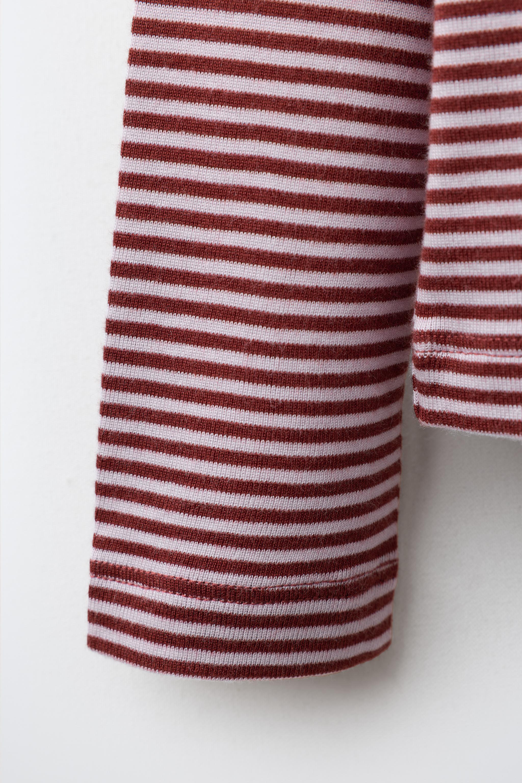 Детские футболки Zara COTTON-MODAL STRIPED T-SHIRT — фото 4