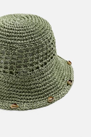 CROCHET HAT WITH SHELLS - Light green by Zara - Image 1