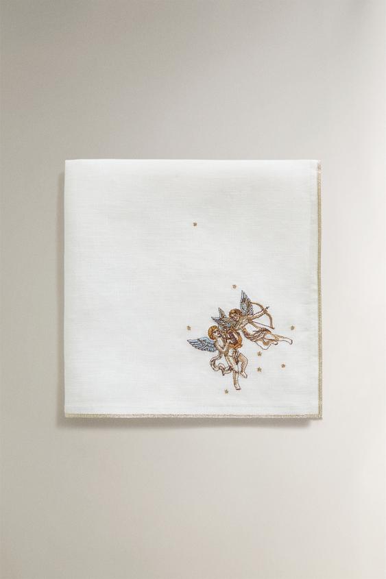 SERVILLETA LINO BORDADO GÉMINIS | MARISA BERENSON - Crudo de Zara - Imagen 0