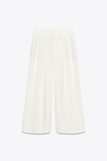 ZW COLLECTION LINEN BLEND TROUSERS - Ecru by Zara