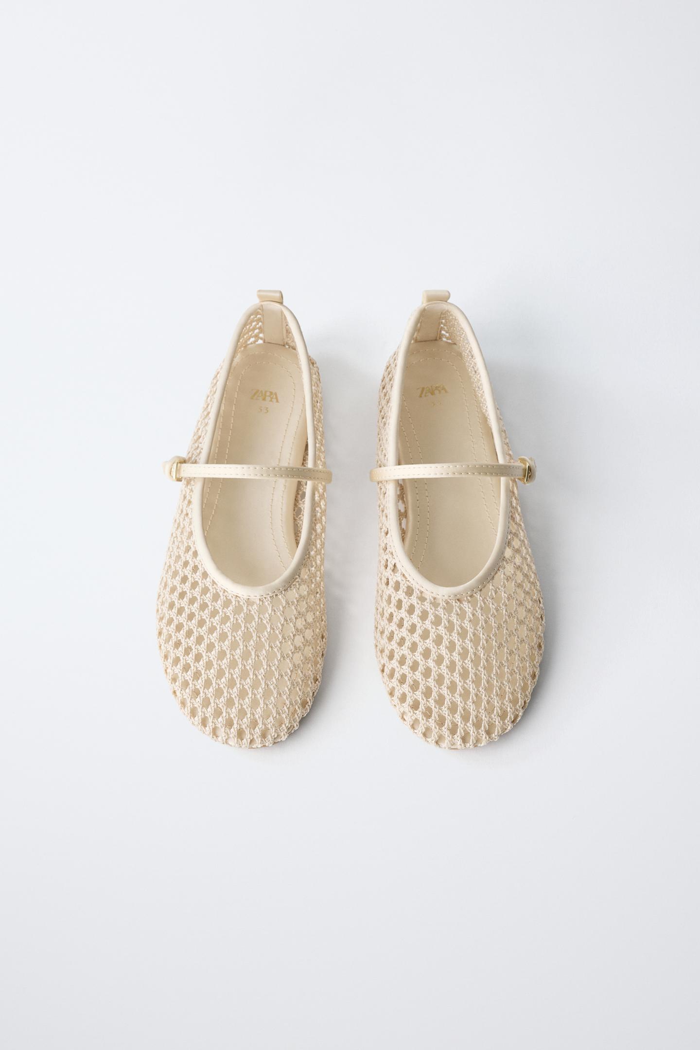 Детские балетки Zara Mesh Ballet Flats, цвет: Молочный белый — фото 4