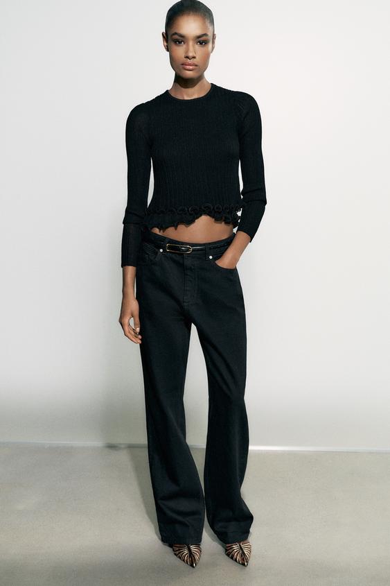 SUÉTER PUNTO VOLANTES - Negro de Zara - Imagen 0