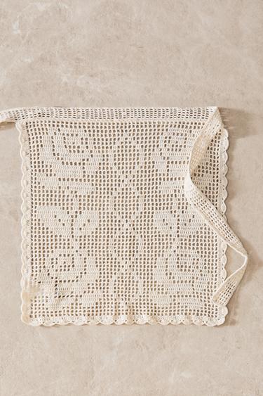 COTTON CROCHET APRON - Сірувато-білий Zara