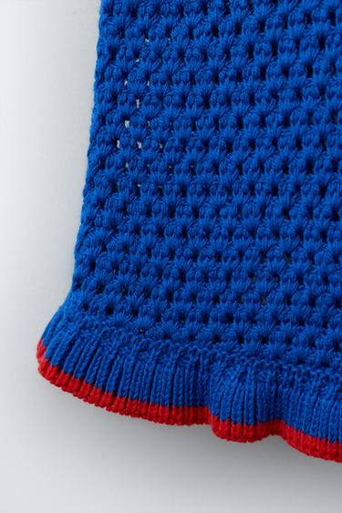ROBE EN MAILLE CROCHET FLEURS - Bleu électrique de Zara - Image 3