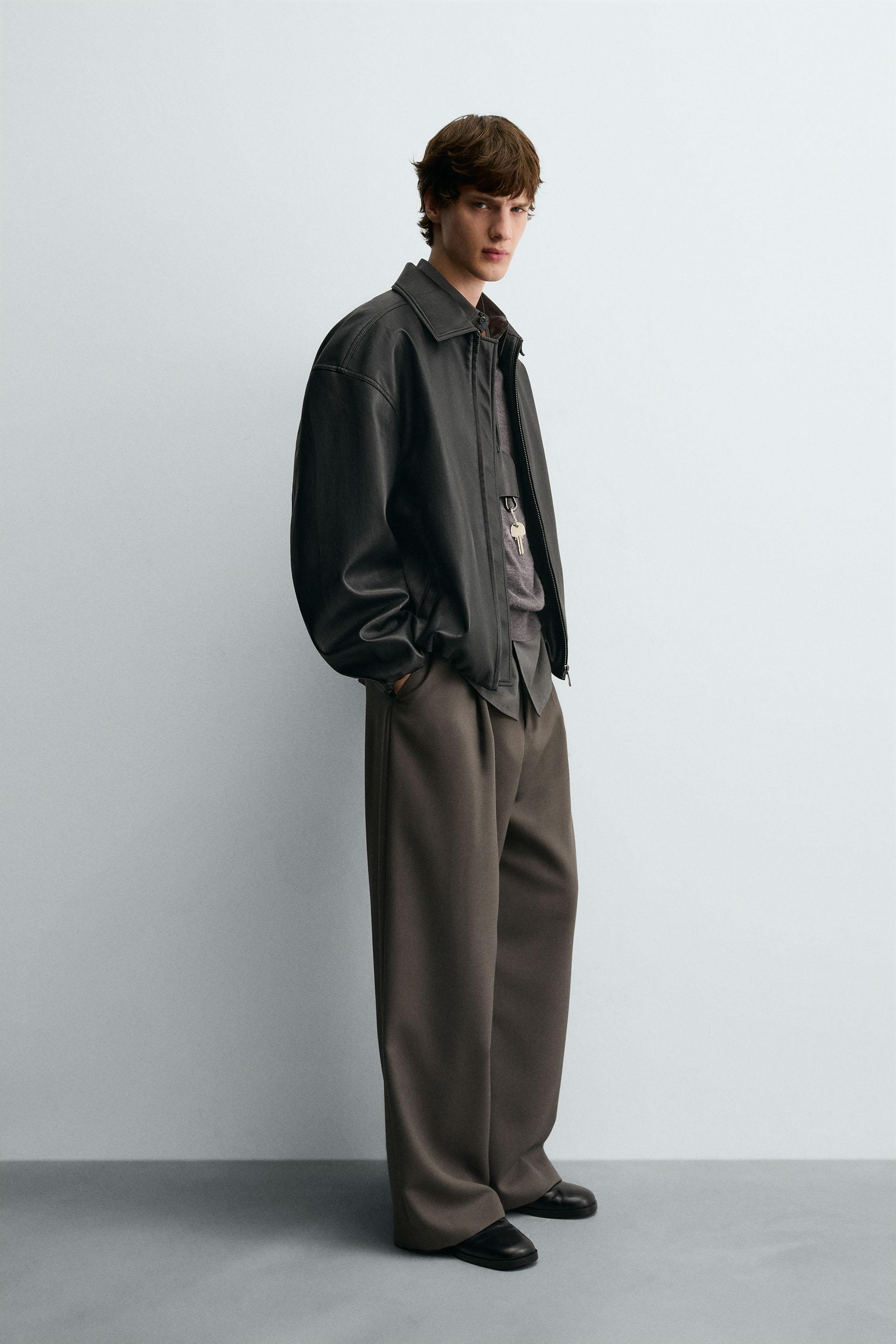 フェイクレザーボンバージャケット - ブラック | ZARA Japan / 日本