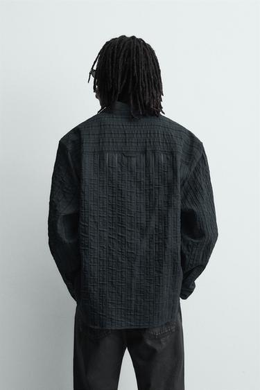 CHEMISE EN JACQUARD À RAYURES - bleu/noir de Zara - Image 2