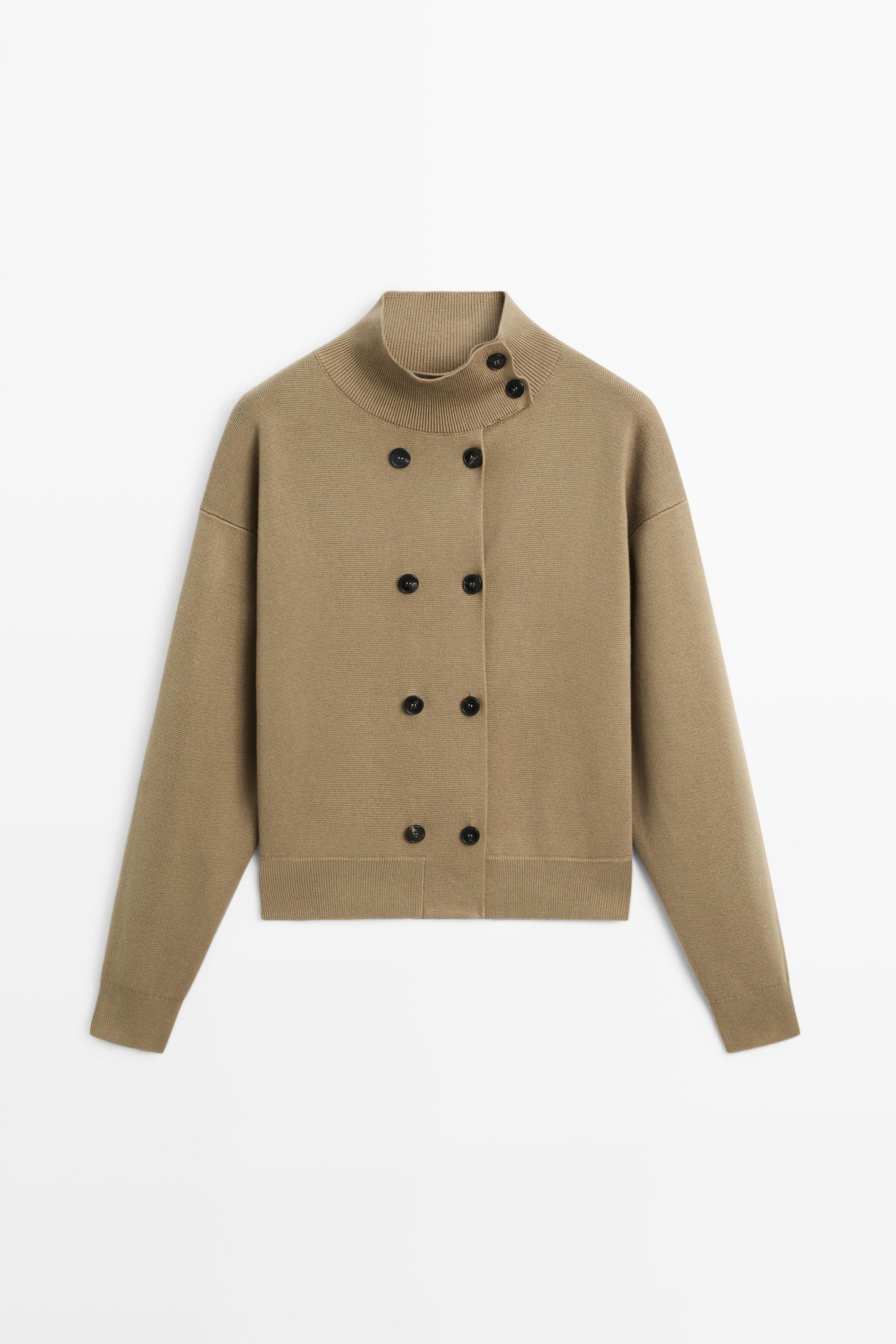 100% cotton double-breasted cardigan