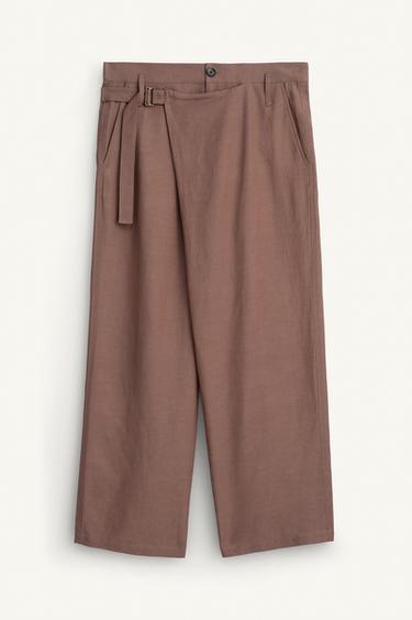 PANTALONS CREUATS RELAXED FIT - Gris talp de Zara
