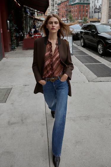 SHOULDER PAD COAT WITHOUT LAPELS - Brown by Zara - Image 0