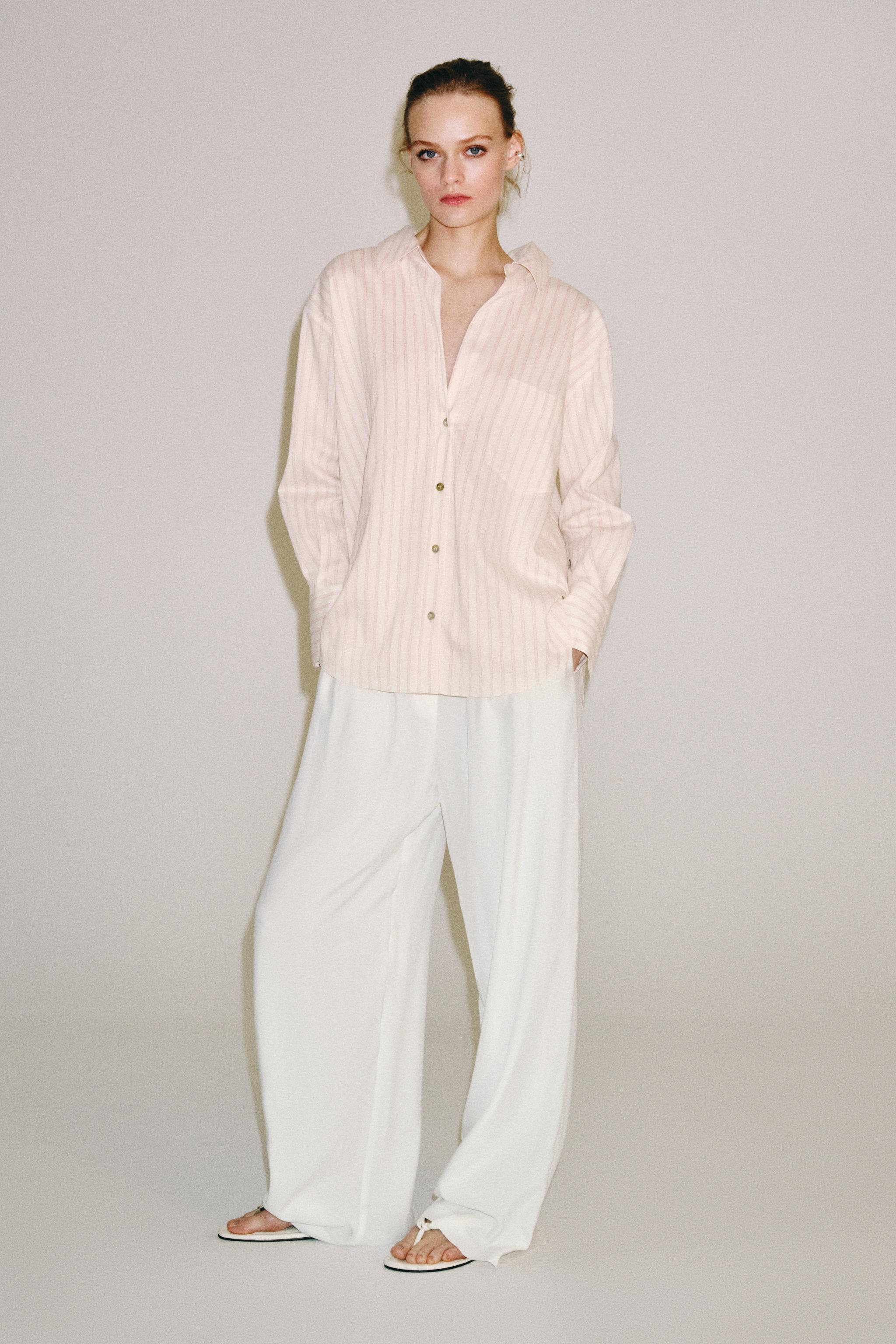 ZW COLLECTION ストライプシャツ - ピンク/ホワイト | ZARA Japan / 日本