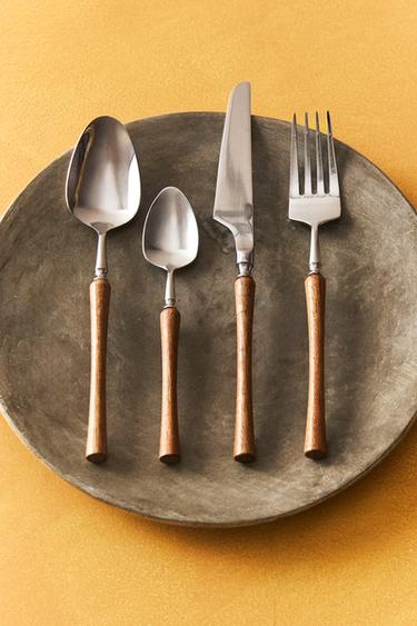 4-PIECE WOODEN CUTLERY SET - Light beige by Zara