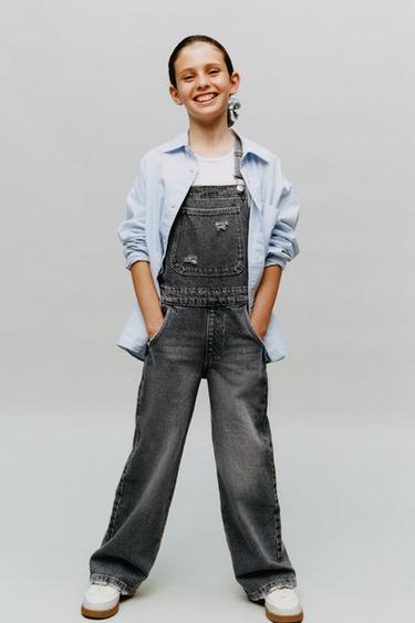 LONG DENIM DUNGAREES - Grey by Zara - Image 4