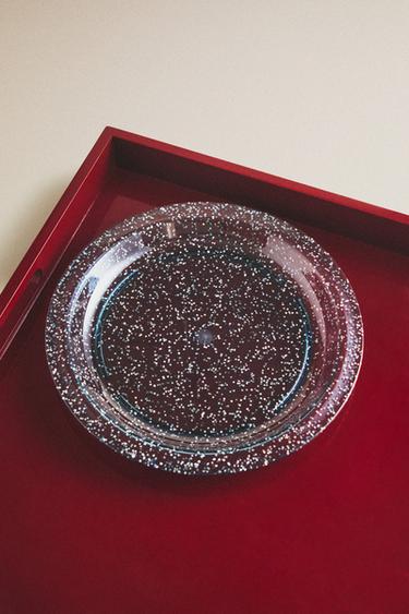 Zara KIDS' TRITAN™ STAR GLITTER PLATE - Blue