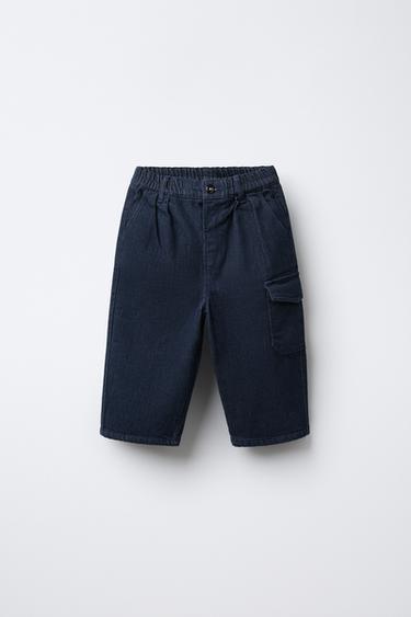 BRUSHED CARGO JEANS - Blue by Zara