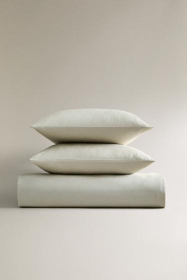 (300 THREAD COUNT) SATEEN DUVET COVER - Light green by Zara