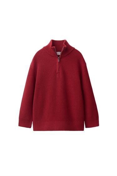 JERSEY PUNTO CREMALLERA - Rojo de Zara