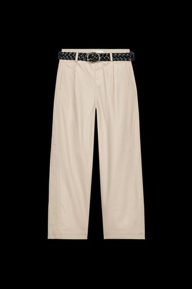CARROT FIT TROUSERS WITH BELT - Sand by Zara - Image 0