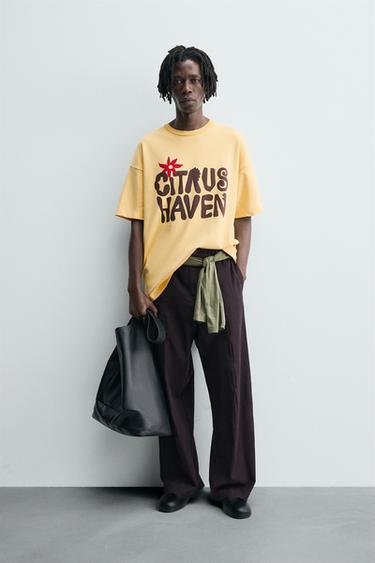 SLOGAN PRINT SWEATSHIRT - Dark yellow by Zara