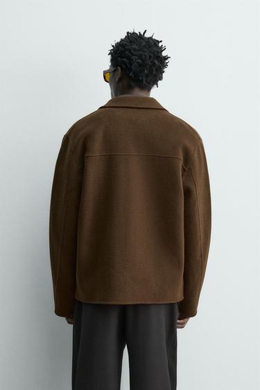 REGULAR FIT 100% WOOL OVERSHIRT - Dark brown by Zara - Image 2