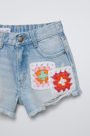 BERMUDA DENIM CROCHET - Azul de Zara