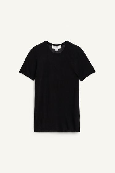 Zara 100% WOOL KNIT TOP LIMITED EDITION - Black