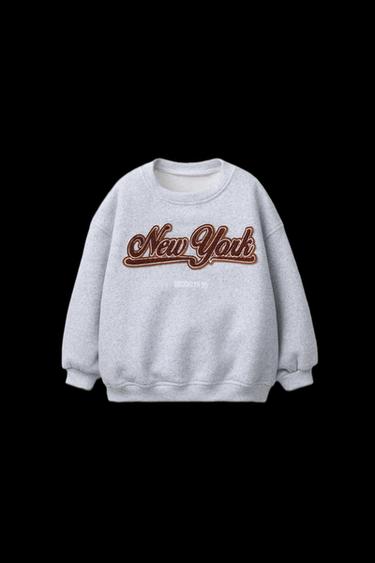 SUDADERA BORDADO TEXTO RIZO - Gris vigoré de Zara