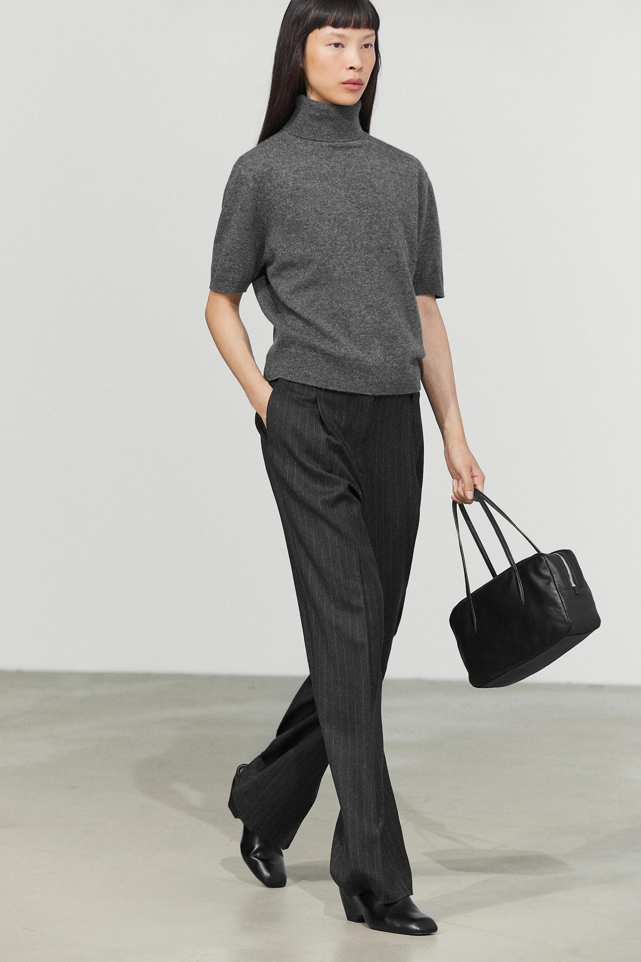 Darted pinstripe suit pants — Tortoise shell
