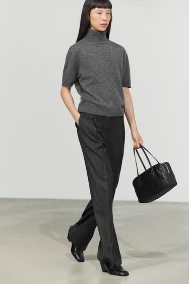 Darted pinstripe suit pants — Tortoise shell 2