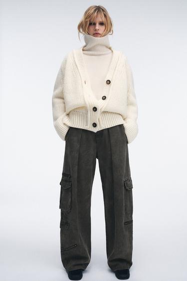 Zara ZW COLLECTION 氣球型工裝長褲 - 灰色