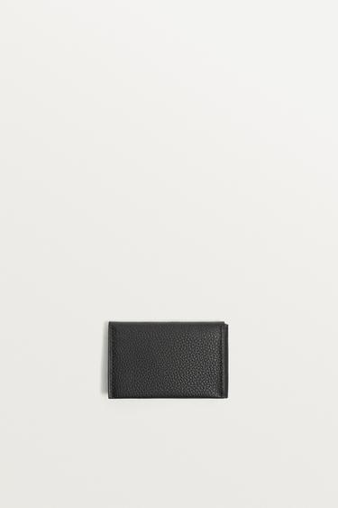 Zara 皮革摺疊卡片夾 - 黑色