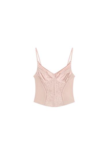 CONTRAST CORSET WITH STRAPS - Beige-pink by Zara