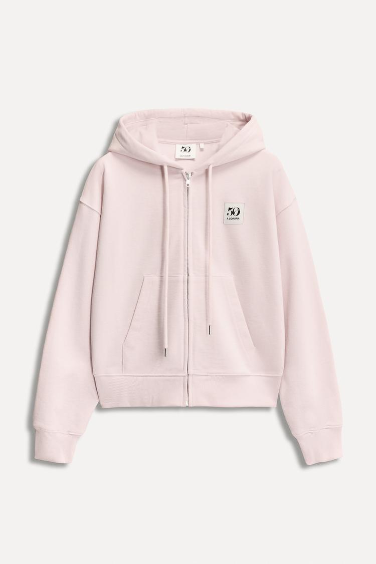 Capucha Sudadera Rosa Hombre Zara SUDADERA CAPUCHA PARCHE 50TH
