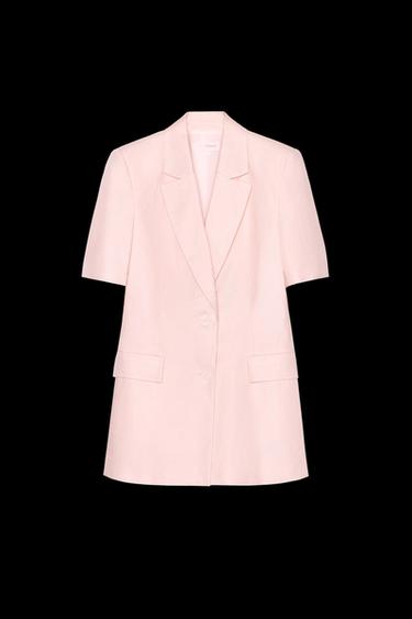 TAILLIERTER BLAZER MIT KURZEN ÄRMELN UND LEINENANTEIL - Rosa von Zara - Bild 0